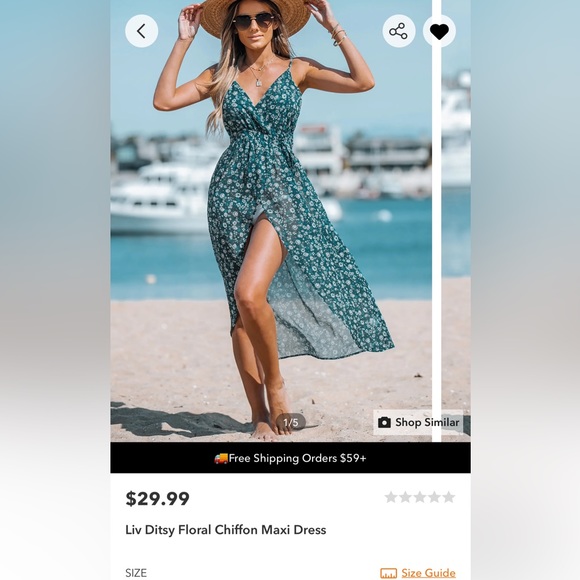 Women’s Size S Floral Chiffon Maxi Dress BathingSuit Coverup CupShe Brand NEW!! - Picture 5 of 6